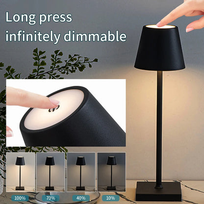 Water-Resistant Cordless Table Lamp | Rechargeable LED, Touch Dimmer | For Patio, Pool & Bar Tables