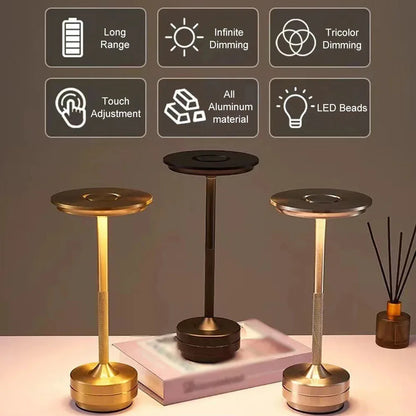 Vintage-Style Cordless Table Lamp | Rechargeable LED, Infinite Dimming | For Dining, Lounge & Hotels