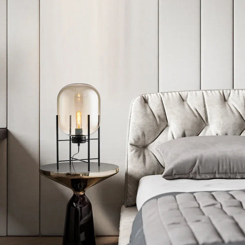 Astrid Smoked Glass Table Lamp