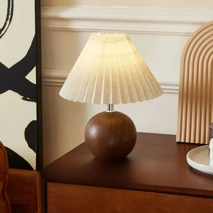 Eira Wood Pleated Table Lamp