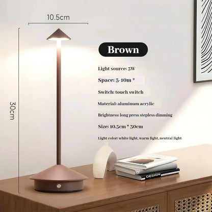 Cordless Table Lamp | 3-Color Rechargeable LED, Touch Sensor | For Bedside, Bar & Dining