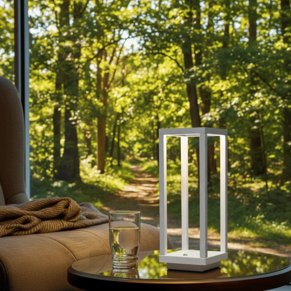 Rho rose gold architectural cordless lantern