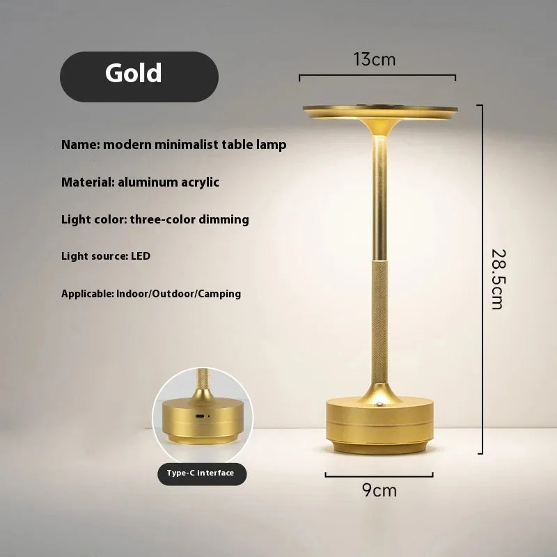 Vintage-Style Cordless Table Lamp | Rechargeable LED, Infinite Dimming | For Dining, Lounge & Hotels
