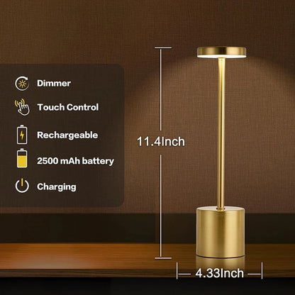 Cordless Bar Table Lamp | Rechargeable LED, Touch Dimmer | For Restaurants, Hotels & Home Bars