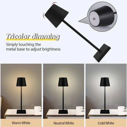 Water-Resistant Cordless Table Lamp | Rechargeable LED, Touch Dimmer | For Patio, Pool & Bar Tables