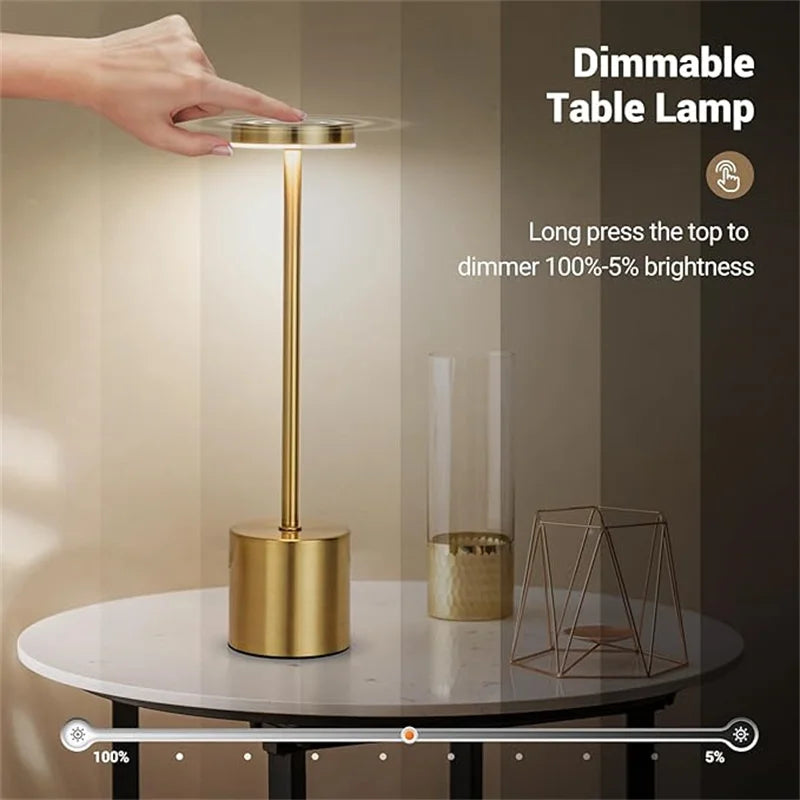 Cordless Bar Table Lamp | Rechargeable LED, Touch Dimmer | For Restaurants, Hotels & Home Bars
