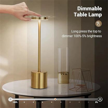 Cordless Bar Table Lamp | Rechargeable LED, Touch Dimmer | For Restaurants, Hotels & Home Bars