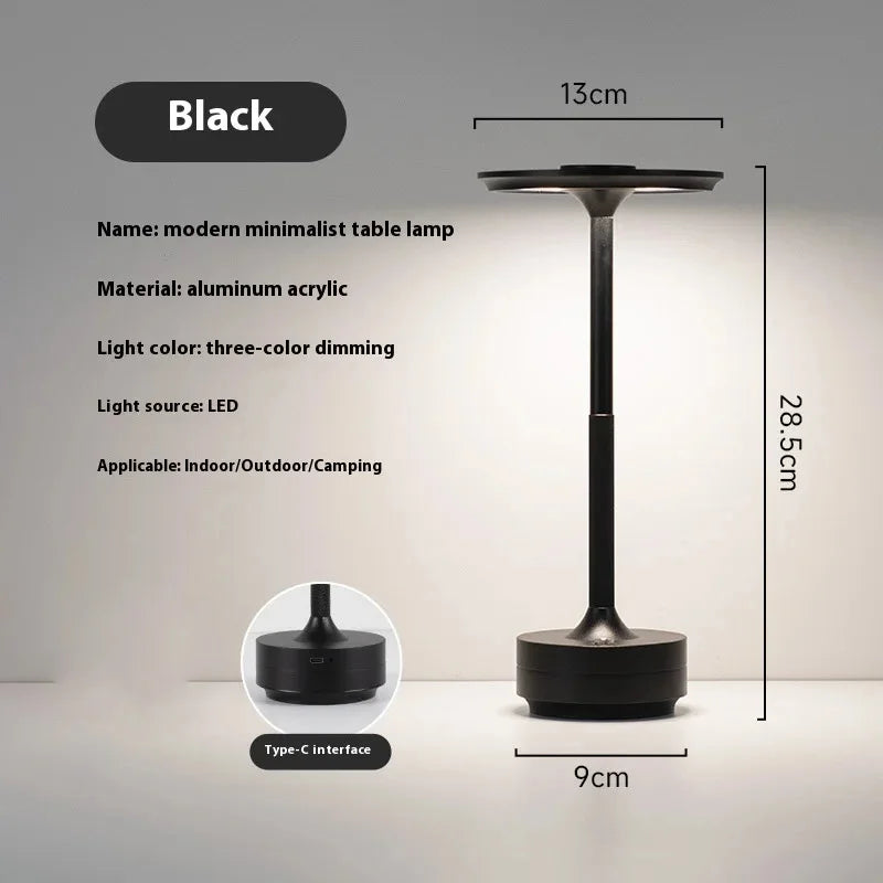 Vintage-Style Cordless Table Lamp | Rechargeable LED, Infinite Dimming | For Dining, Lounge & Hotels