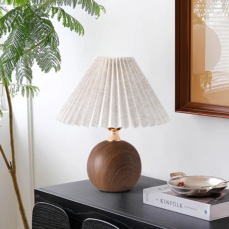 Eira Wood Pleated Table Lamp