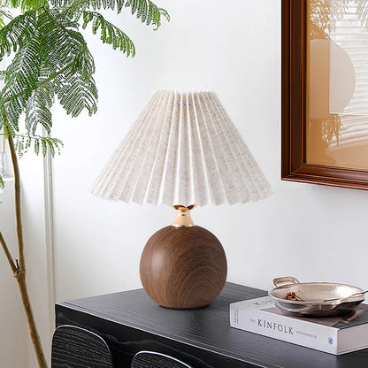 Eira Wood Pleated Table Lamp