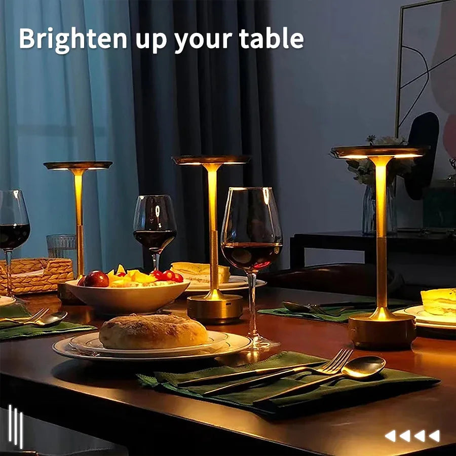 Vintage-Style Cordless Table Lamp | Rechargeable LED, Infinite Dimming | For Dining, Lounge & Hotels