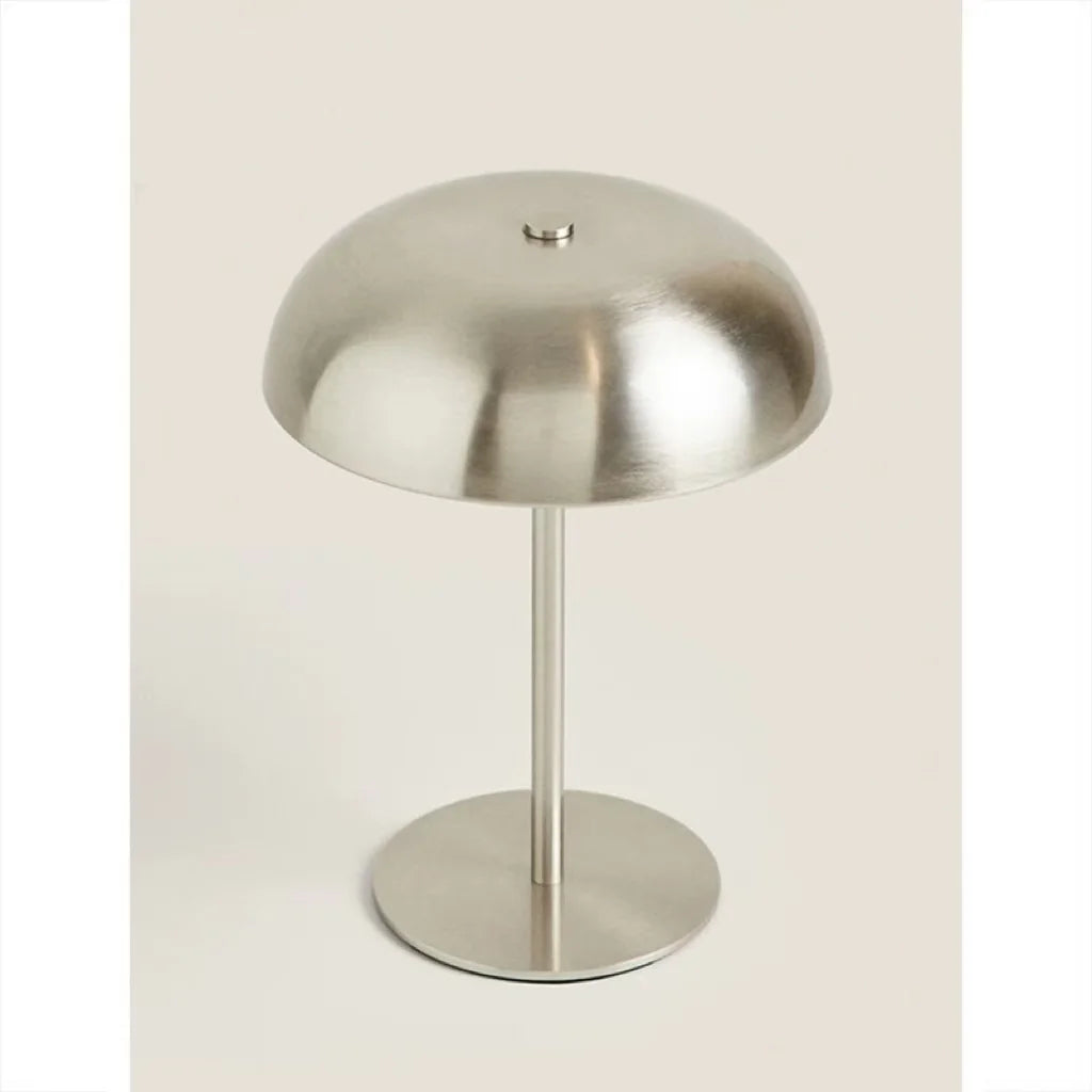 Brushed Brass Dome Table Lamp | Cordless Rechargeable LED, 3-Color Touch Dimmer | For Bedside, Bar & Dining