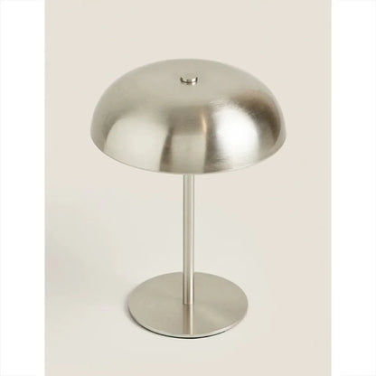 Brushed Brass Dome Table Lamp | Cordless Rechargeable LED, 3-Color Touch Dimmer | For Bedside, Bar & Dining