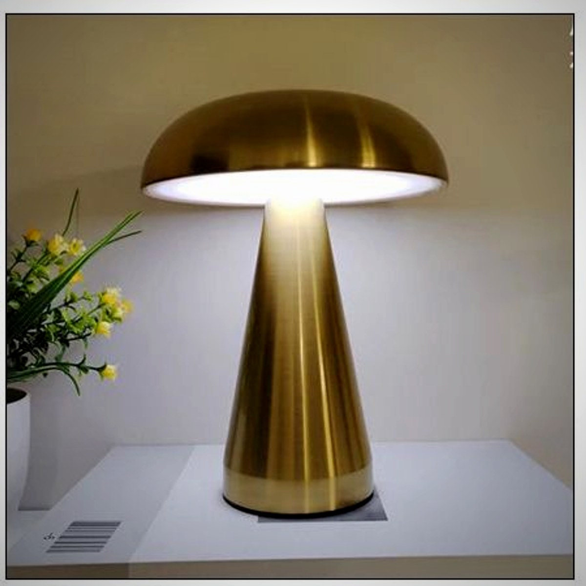 Juno gold mushroom lamp brushed metal dome