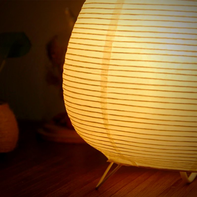 Kana lamp paper texture close-up while lit