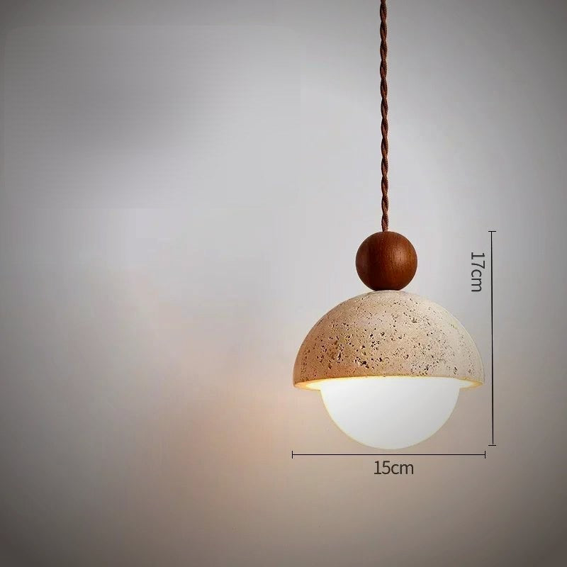 Orsa travertine pendant dimensions with 15 cm shade and 17 cm height