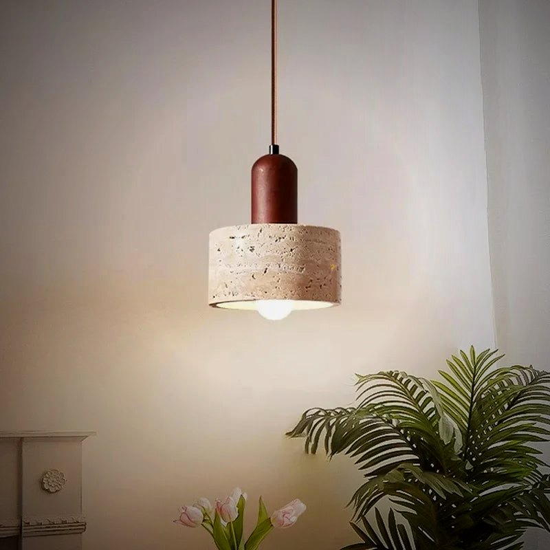 Cava yellow travertine pendant light