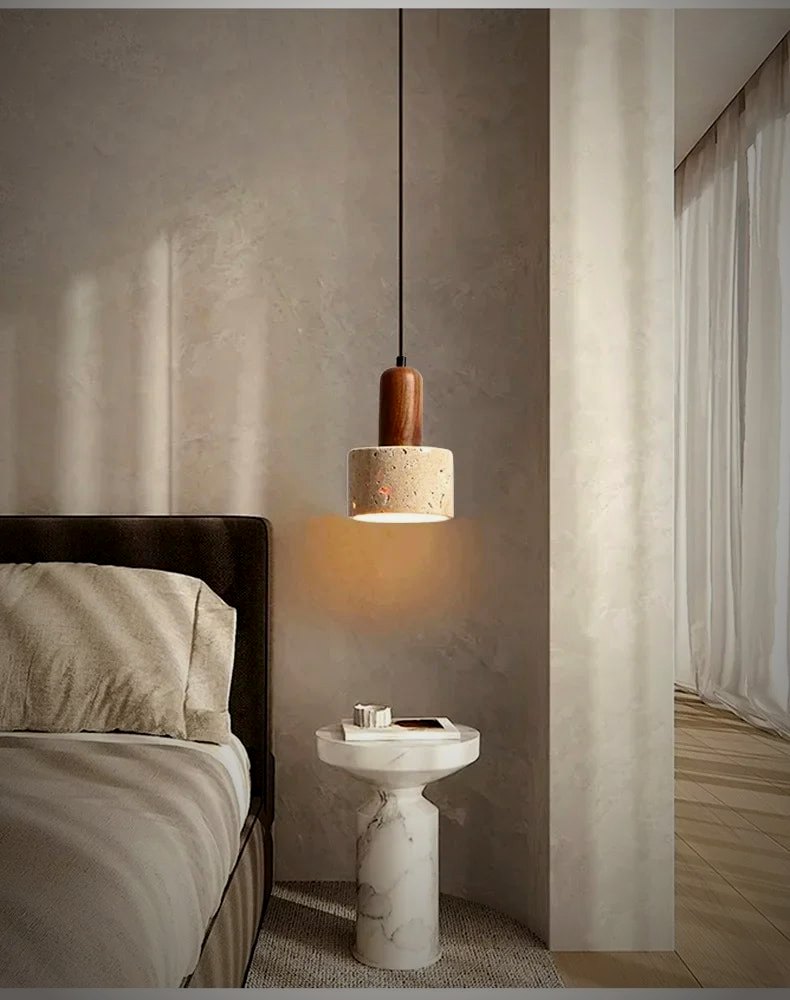 Cava travertine pendant stone grain detail