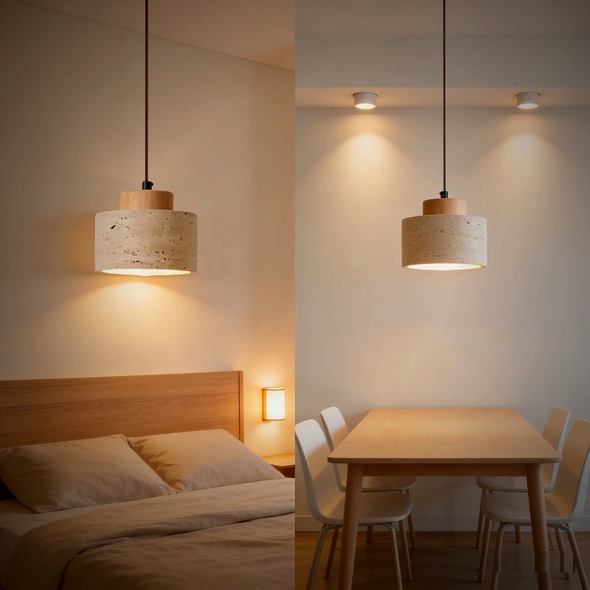 Suna travertine pendant shade profile